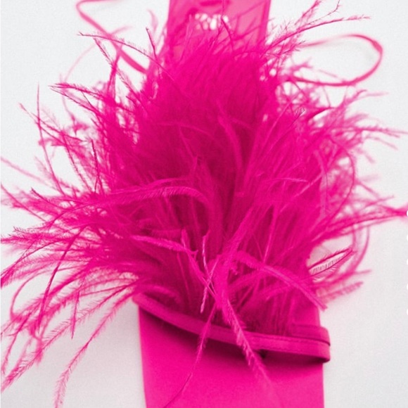 Brand new Zara fuchsia feather heels - Picture 3 of 7